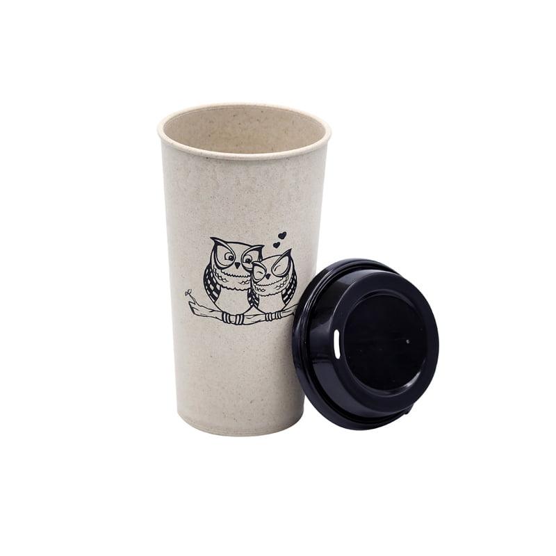 KSAMAH Eco-Friendly Rice Husk Coffee Cup - Owl Design