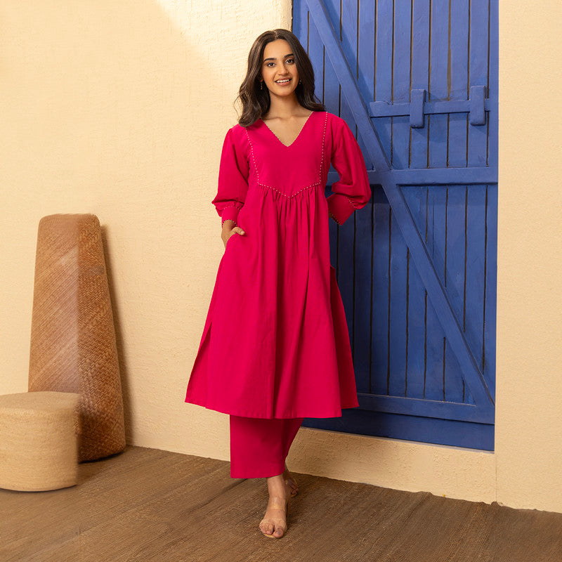 Women Cotton Kurta Set | Pink