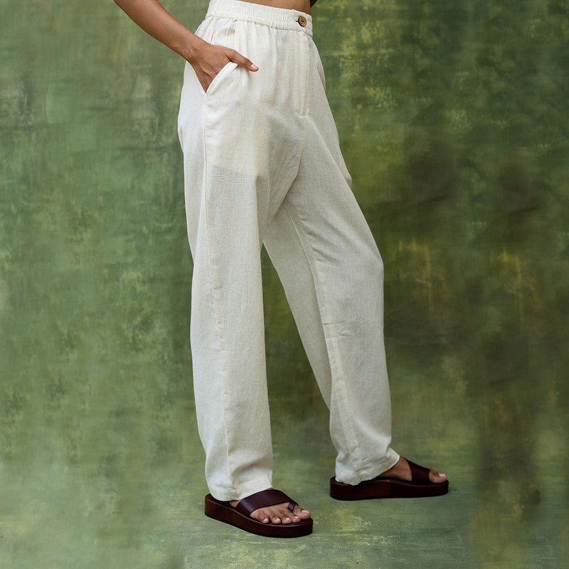 Upcycled Solid Pant For Women| Comfortable Fit | White