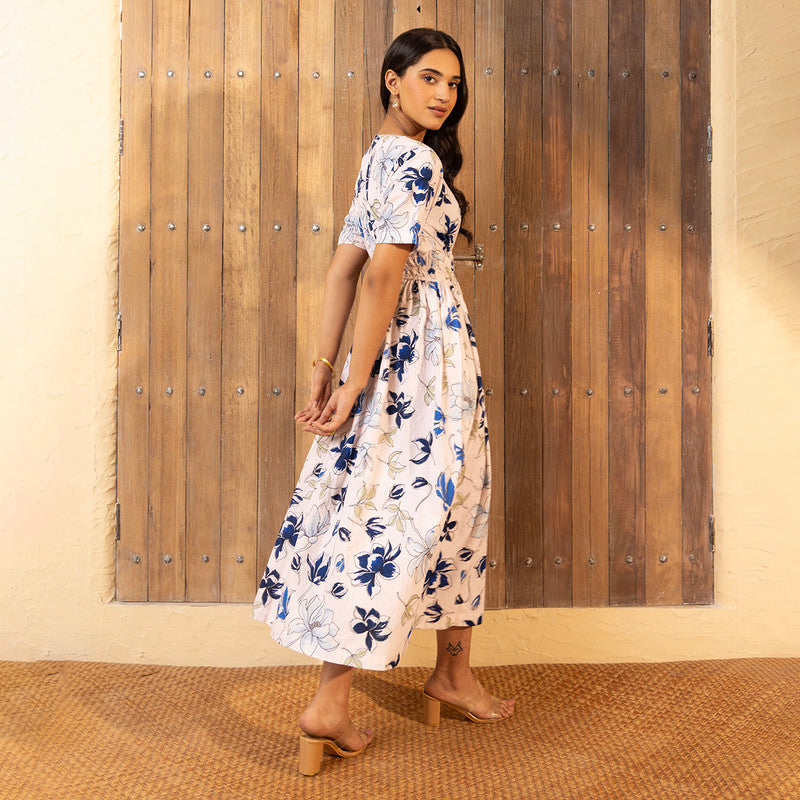 Cotton Dress For Women | Printed | Blue