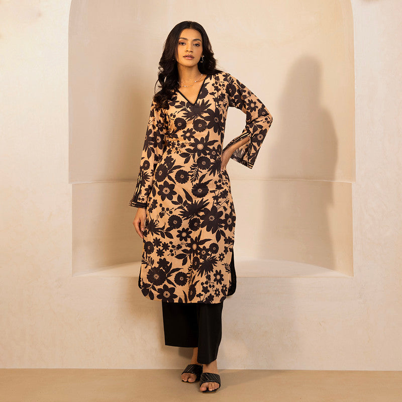 Cotton Kurta For Women | Printed | Black