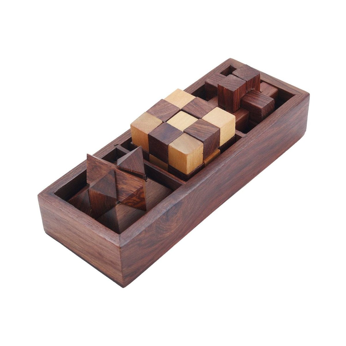 Wooden 3D Puzzles Game 3-in-1 Brain Teaser Game