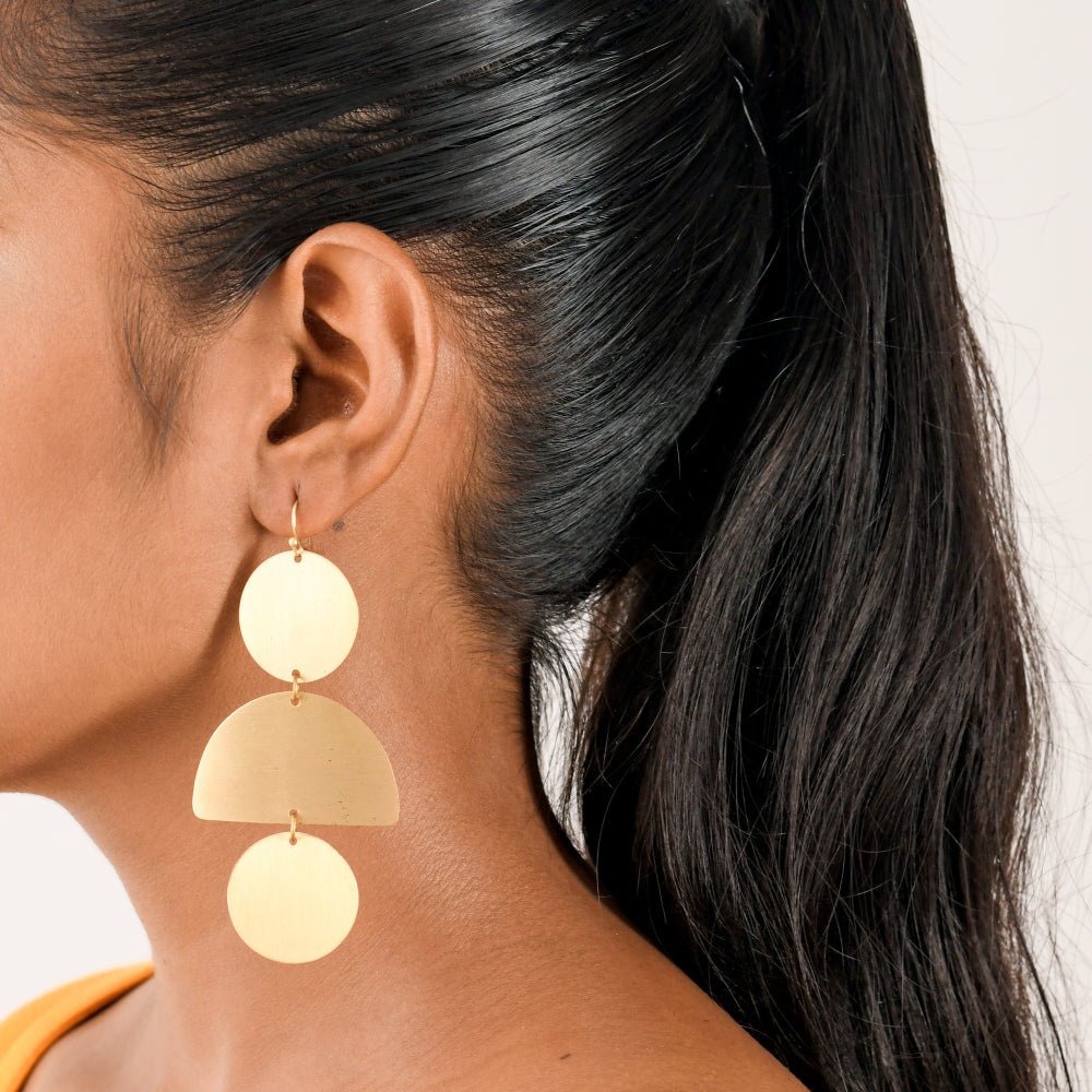 3-Step Brass Textured Earrings