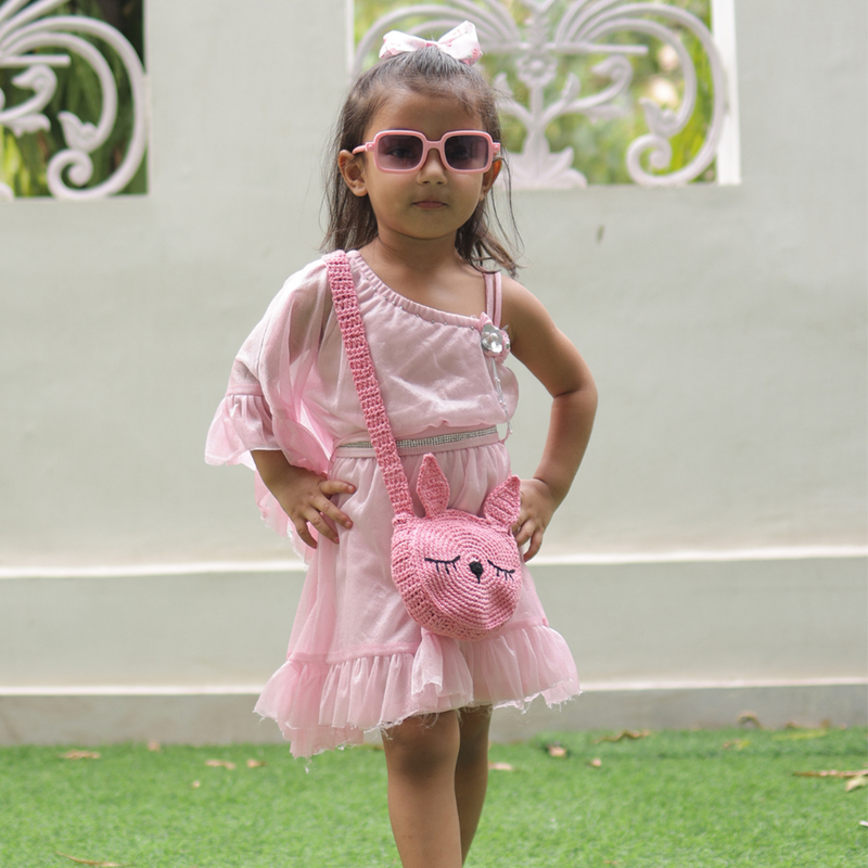 Cotton Crochet Bag For Kids | Hello Kitty | Sling Bag | Pink