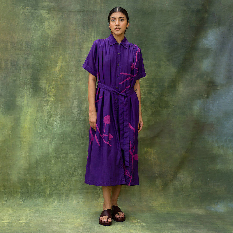 Upcycled Embroidered Dress | Oversized | Purple