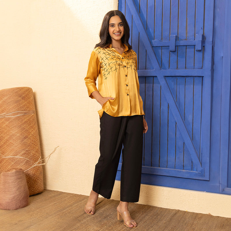 Shirt For Women | Gaji Silk | Golden Yellow