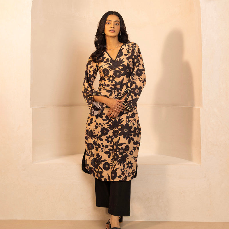 Cotton Kurta For Women | Printed | Black