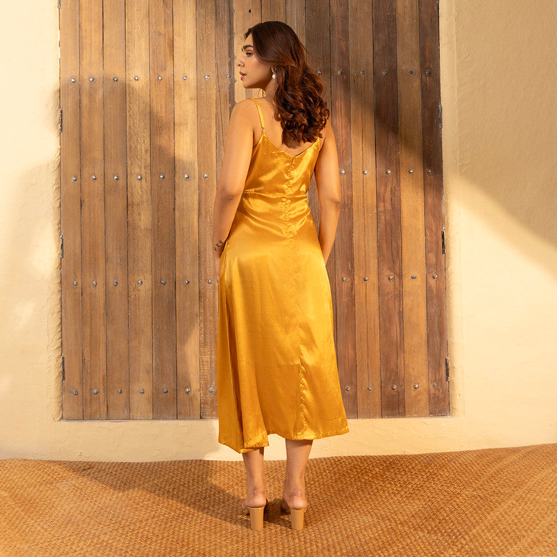 Gaji Silk Dress For Women | Golden Yellow