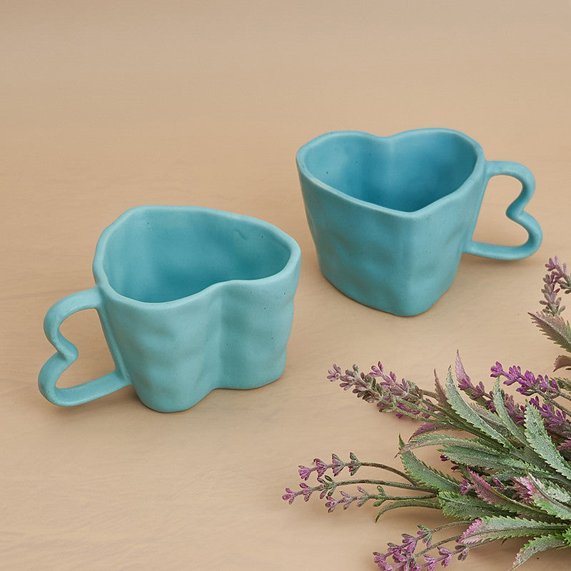 Ceramic Heart Mug | 700 ml | Sky Blue | Set of 2