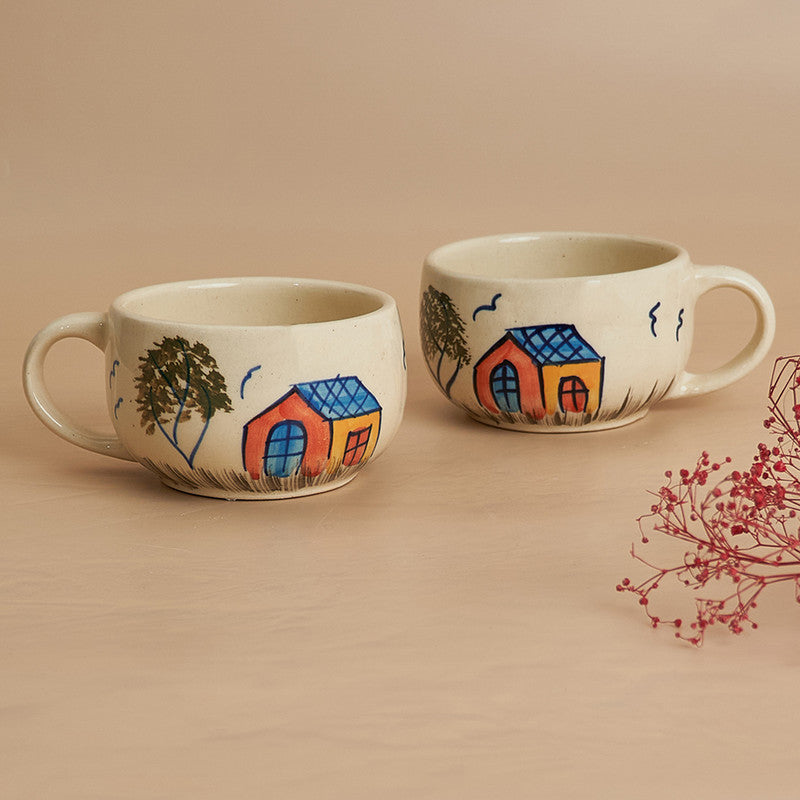 Ceramic Mug | Home Printed | 300 ml | Red | Set of 2