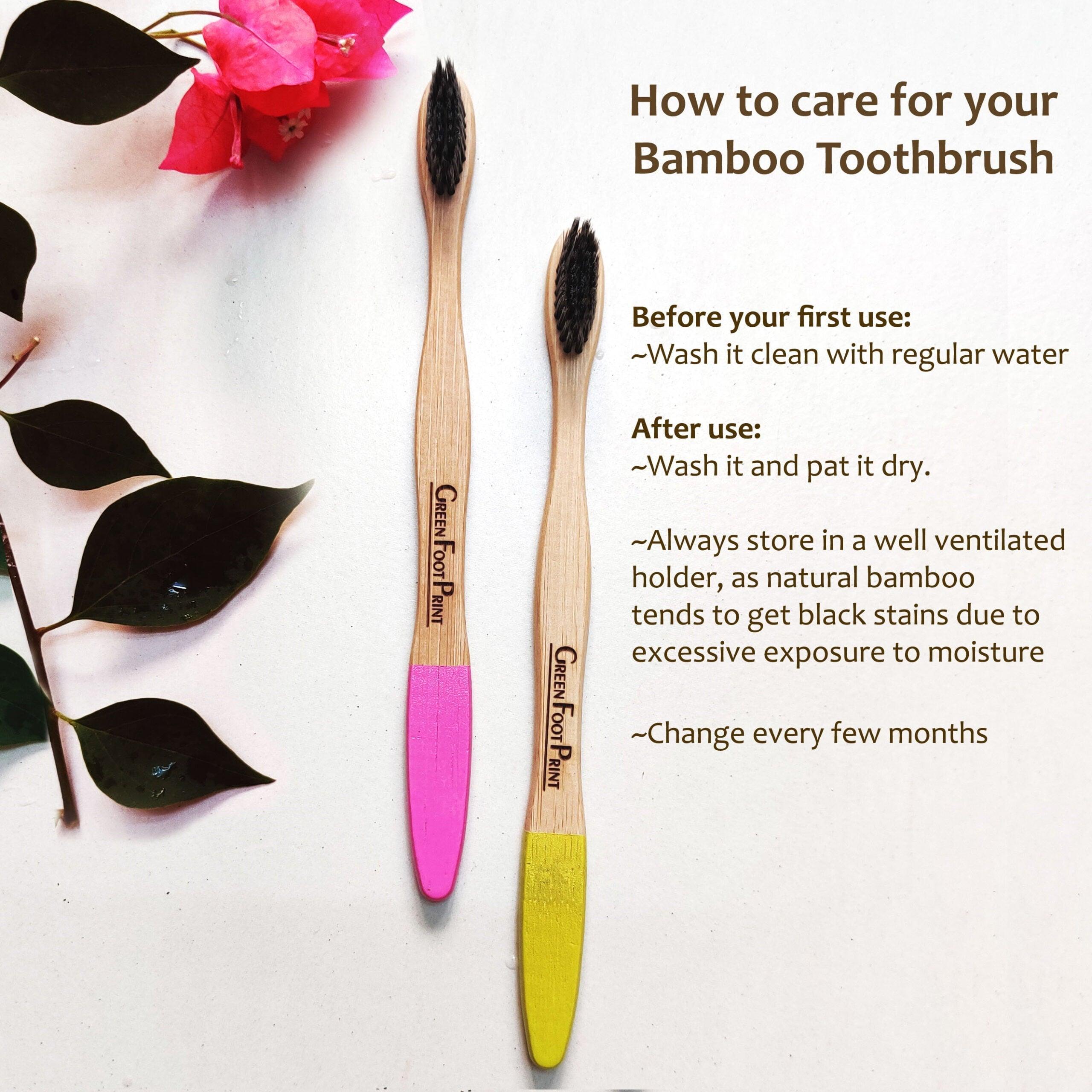 Natural Bamboo Toothbrush - Pack of 2 (Charcoal bristles)