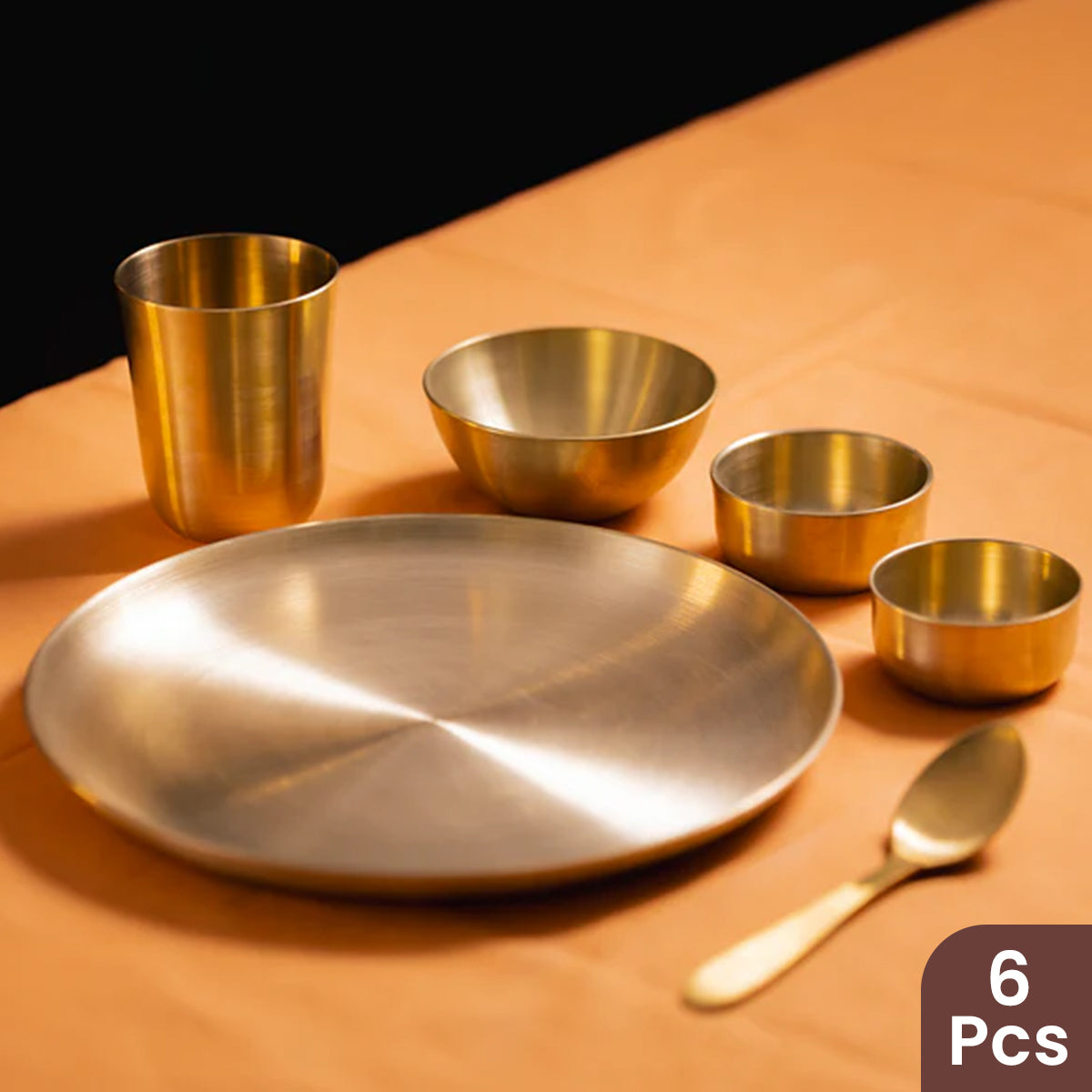 Kansa Plate Set | Plate | Tumbler | Spoon | Katori | 6 Pcs