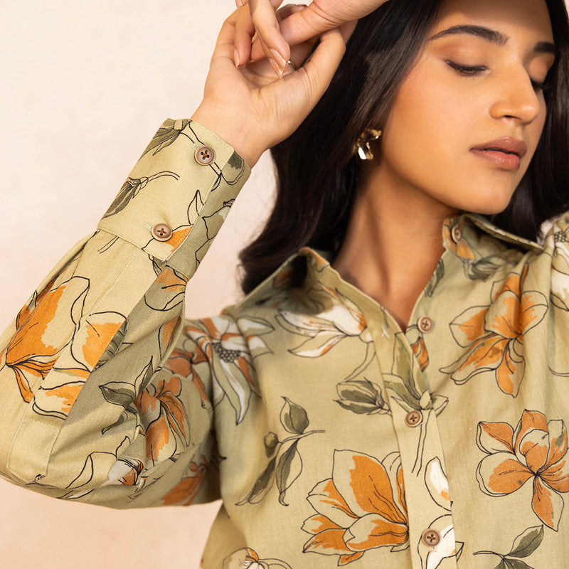 Cotton Shirt For Women | Magnolia Printed | Multicolour