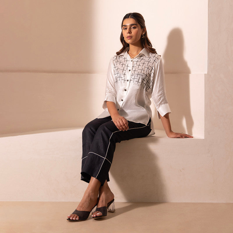 Gaji Silk Shirt For Women | White