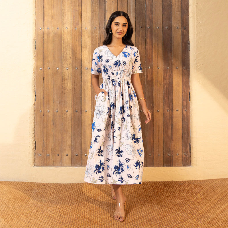 Cotton Dress For Women | Printed | Blue