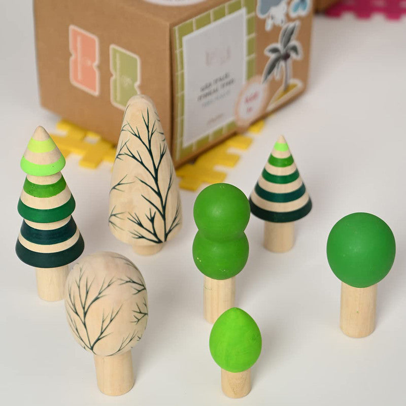 Wooden Tropical Tree Toy Set | Creative Children's Arts Toy | Set of 7