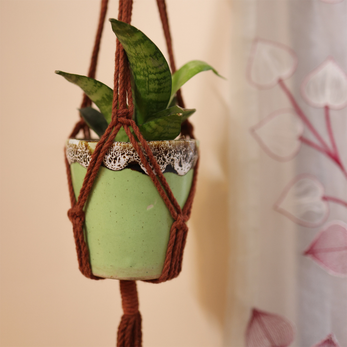 Cotton Macrame Plant Holder | Helical | Brown