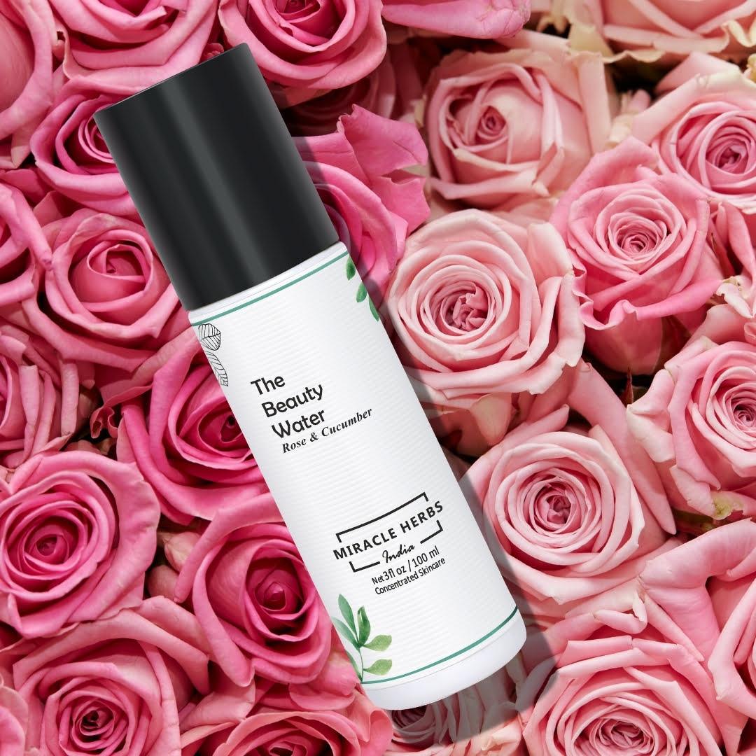 MIRACLE HERBS THE BEAUTY WATER Rose &amp; Cucumber | Alcohol Free Face Toner, 100 ml | Balancing &amp; Hydrating Toner | for All skin types | Hydrating Balancing Face Toner For Hydrating and Soothing skin