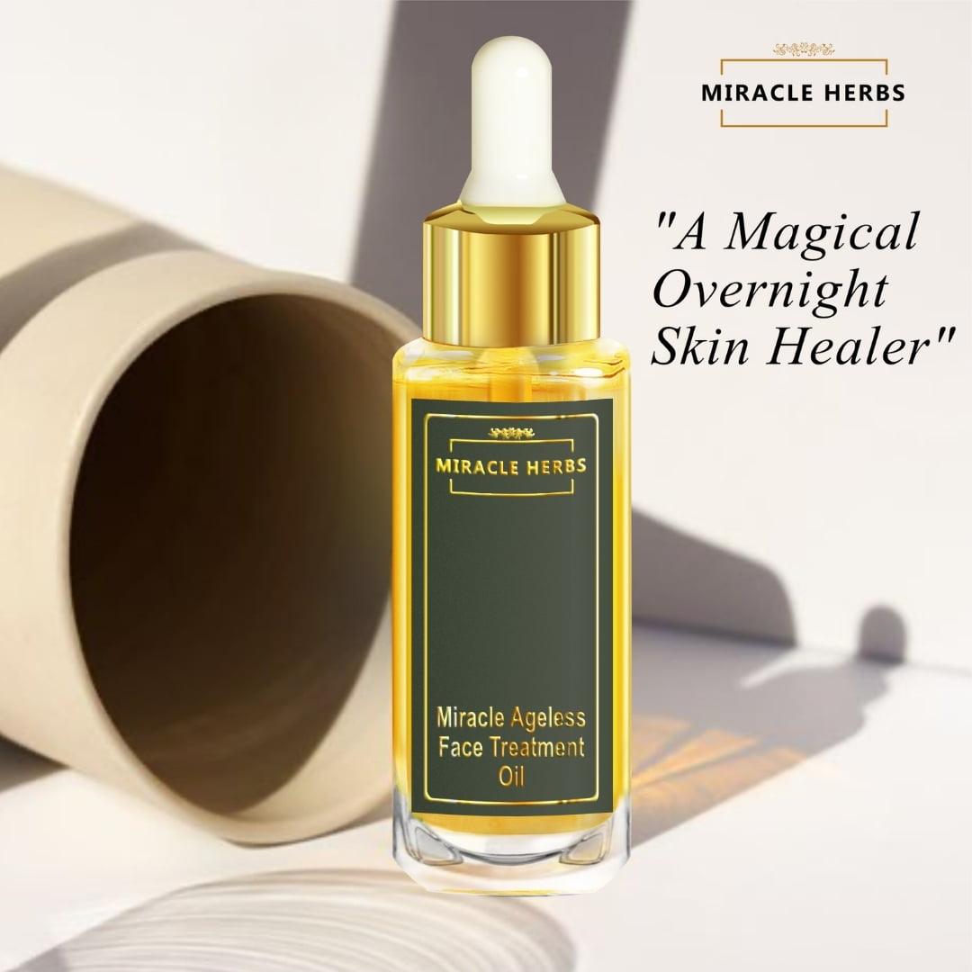 Miracle Herbs Ageless Face Treatment Oil, Multivitamin Complex,100% Pure Plant Extracts For All Skin Type,30 ml