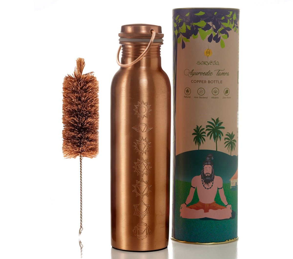 7 Chakras Copper With Handle 1ltr Brush