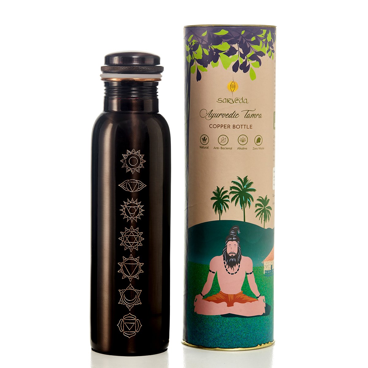 7 Chakras Vintage Copper Bottle- 500 ml