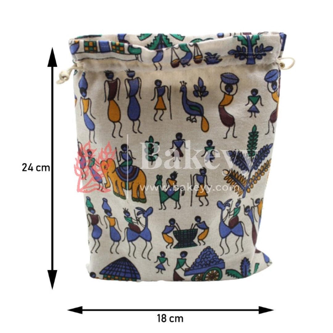 18x24 CM | Original Printed | Printed Potli Jute Bag | Gift Return Gifts Bags |  Drawstring Bags | Pack Of 10