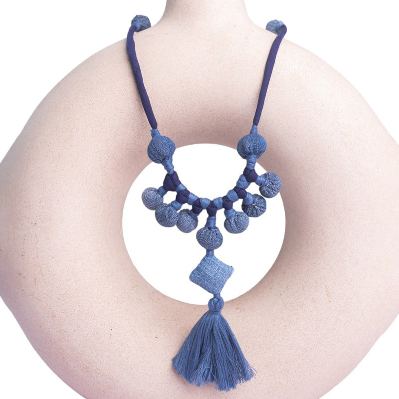 Upcycled Denim Necklace | Handcrafted | Blue