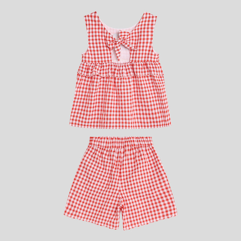 Cotton Top & Shorts Set | Fruity Gingham Check | Red