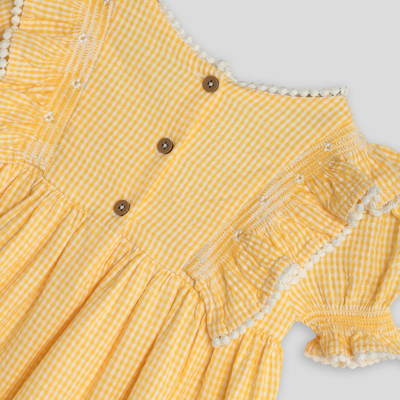 Cotton Dress with Bloomers & Headband | Citrus Gingham | Yellow