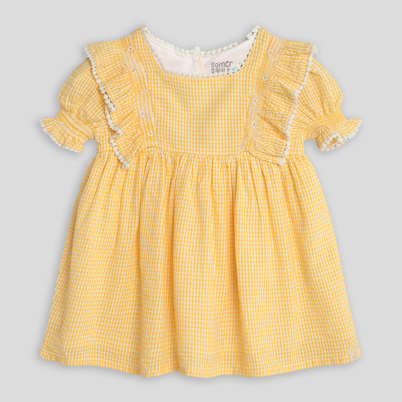 Cotton Dress with Bloomers & Headband | Citrus Gingham | Yellow