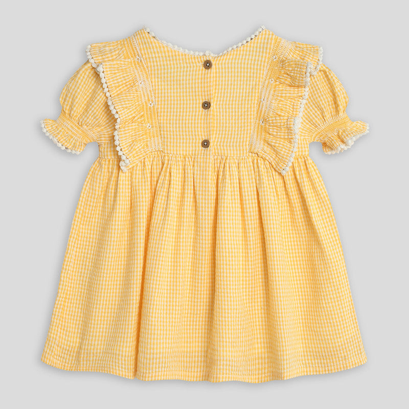 Cotton Dress with Bloomers & Headband | Citrus Gingham | Yellow