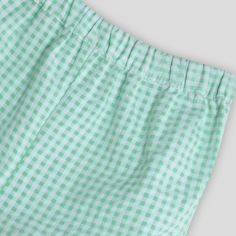 Cotton Dress with Bloomers & Headband | Mint Gingham | Green