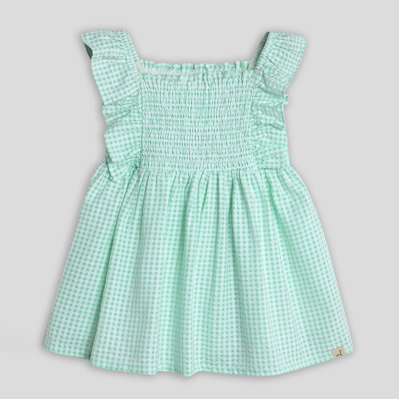 Cotton Dress with Bloomers & Headband | Mint Gingham | Green