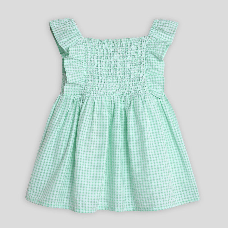 Cotton Dress with Bloomers & Headband | Mint Gingham | Green