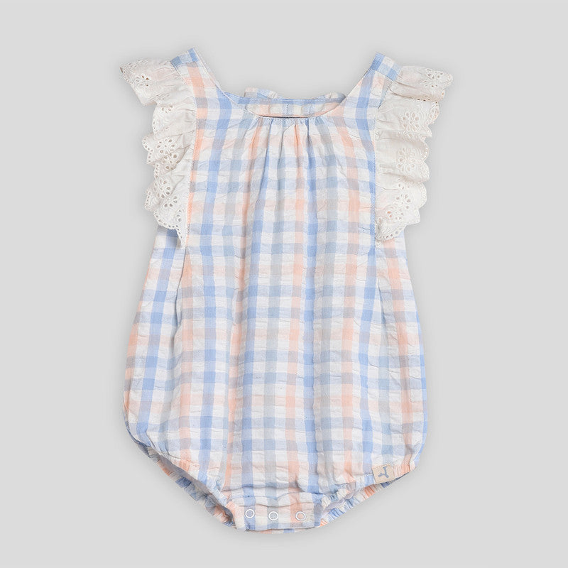 Cotton Blueberry Orange Romper with Hat | Multicolour