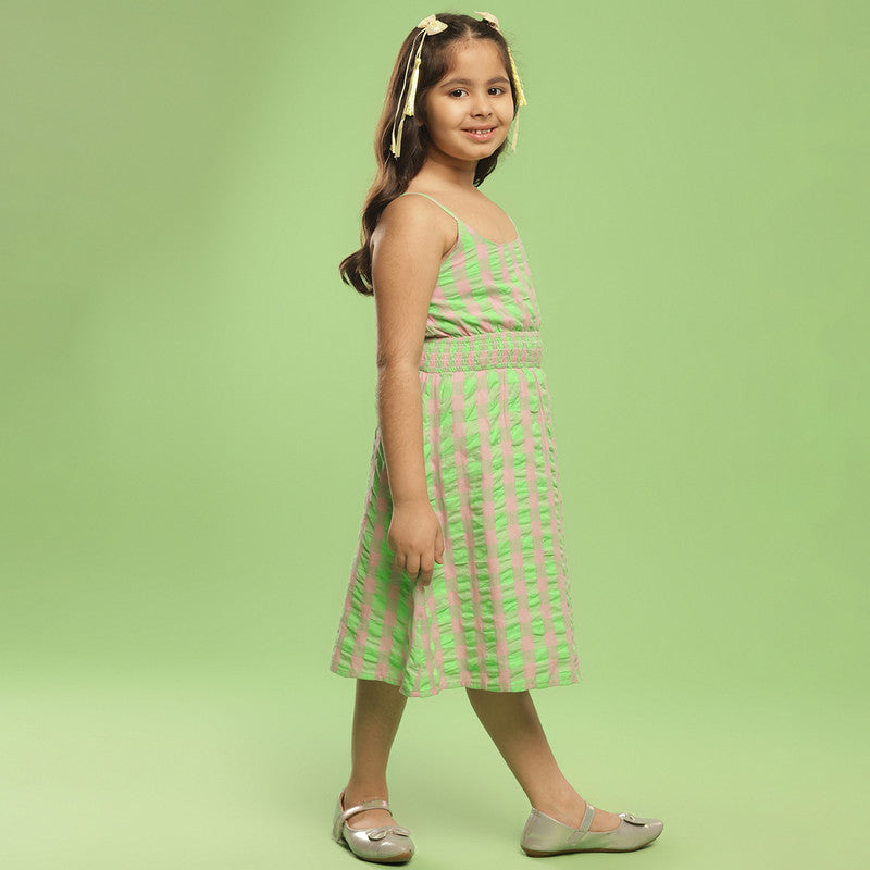 Cotton Dress For Girls | Guava Check | Green