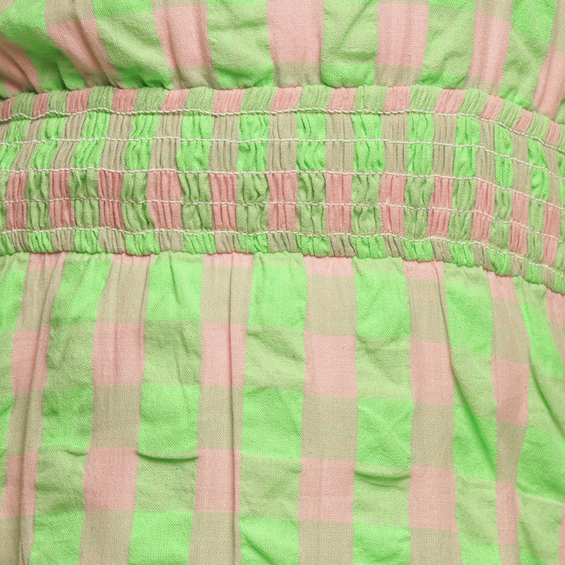 Cotton Dress For Girls | Guava Check | Green