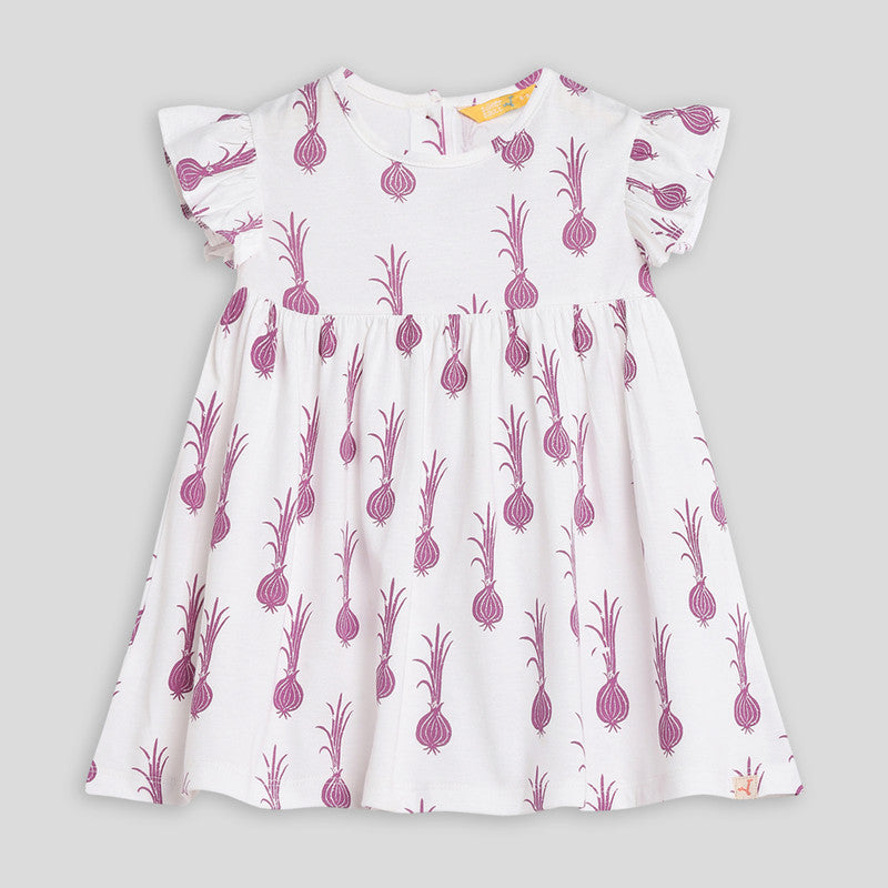 Turnip Dress For Girls | White | Single Jersey