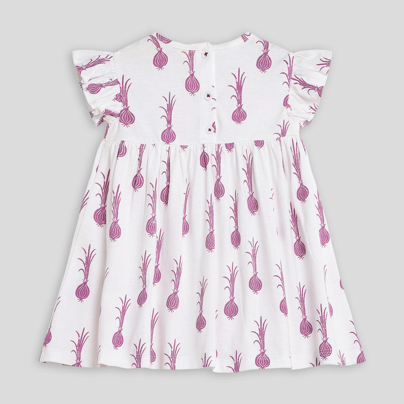 Turnip Dress For Girls | White | Single Jersey