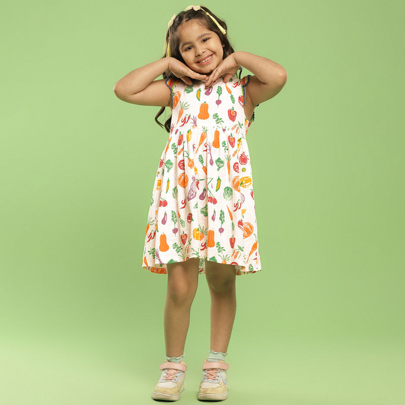 Cotton Dress For Girls | Printed | Multicolour