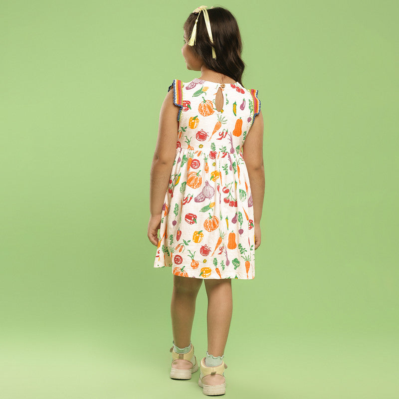 Cotton Dress For Girls | Printed | Multicolour