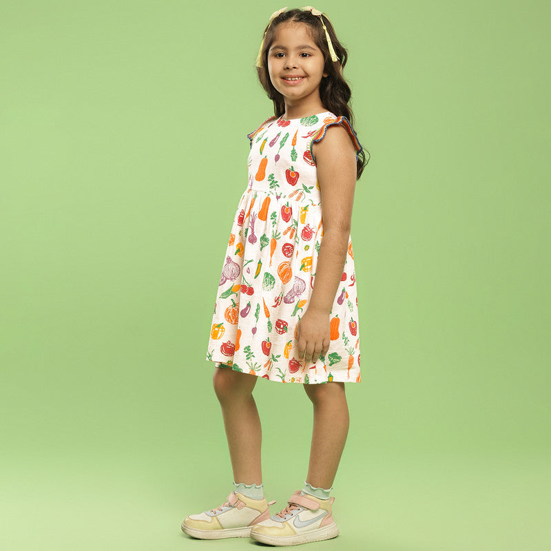 Cotton Dress For Girls | Printed | Multicolour