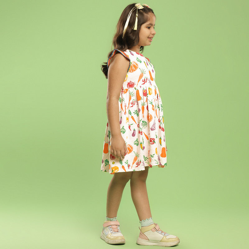 Cotton Dress For Girls | Printed | Multicolour