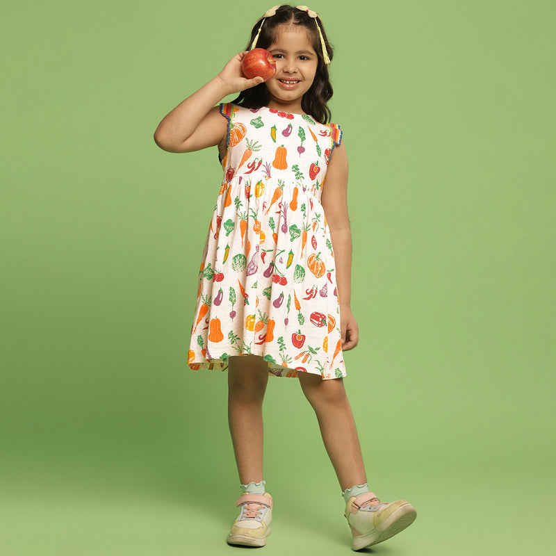 Cotton Dress For Girls | Printed | Multicolour