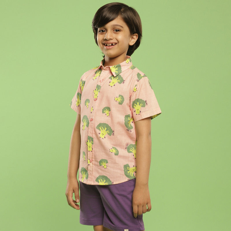 Cotton Broccoli Shirt For Kids | Pink