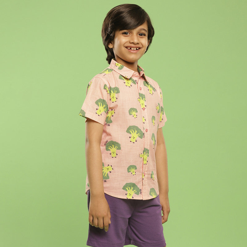 Cotton Broccoli Shirt For Kids | Pink