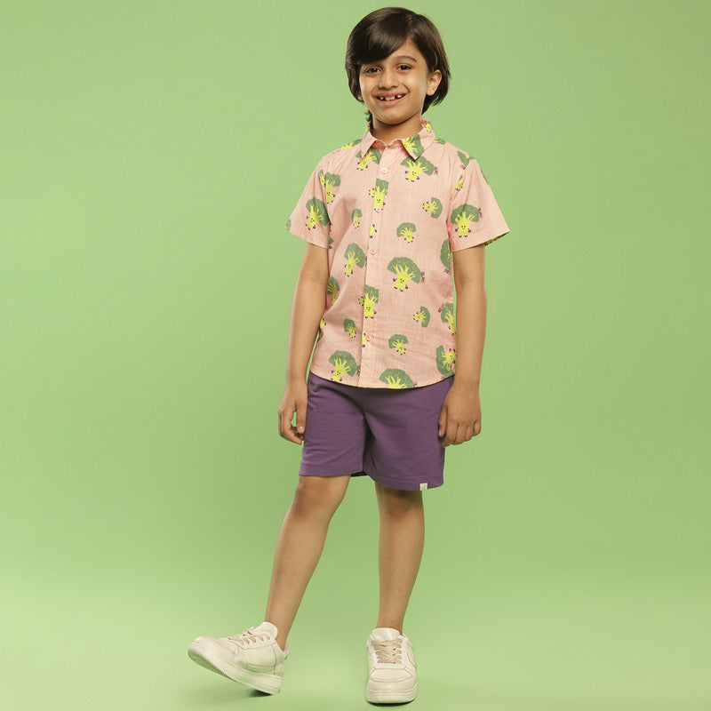 Cotton Broccoli Shirt For Kids | Pink