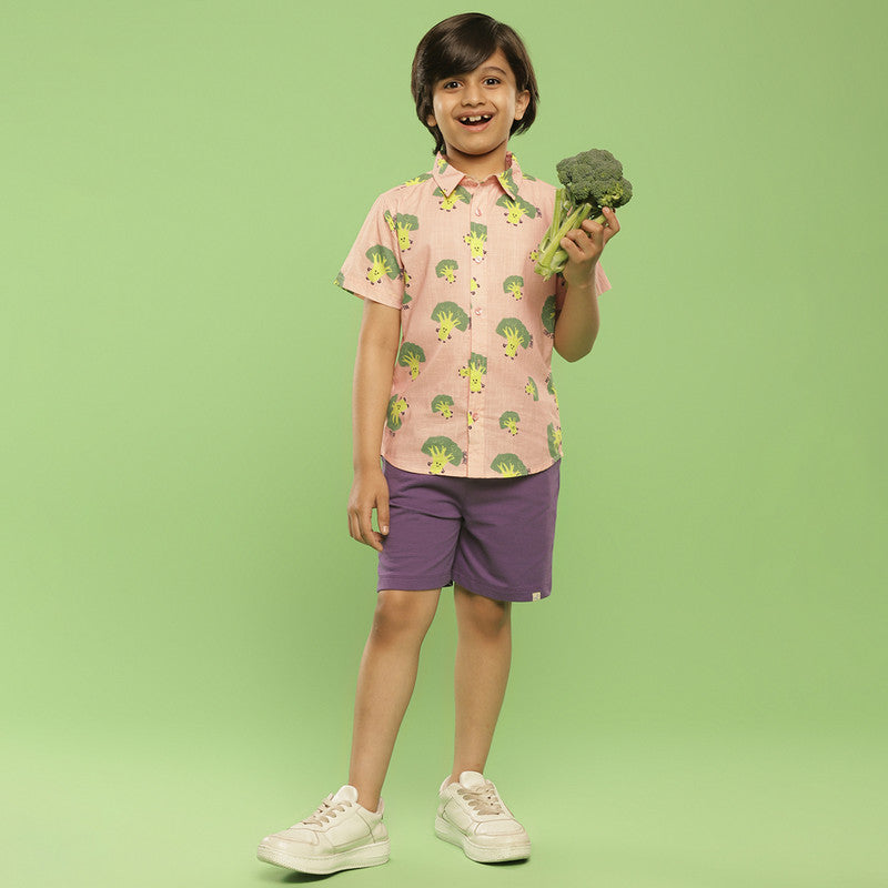 Cotton Broccoli Shirt For Kids | Pink