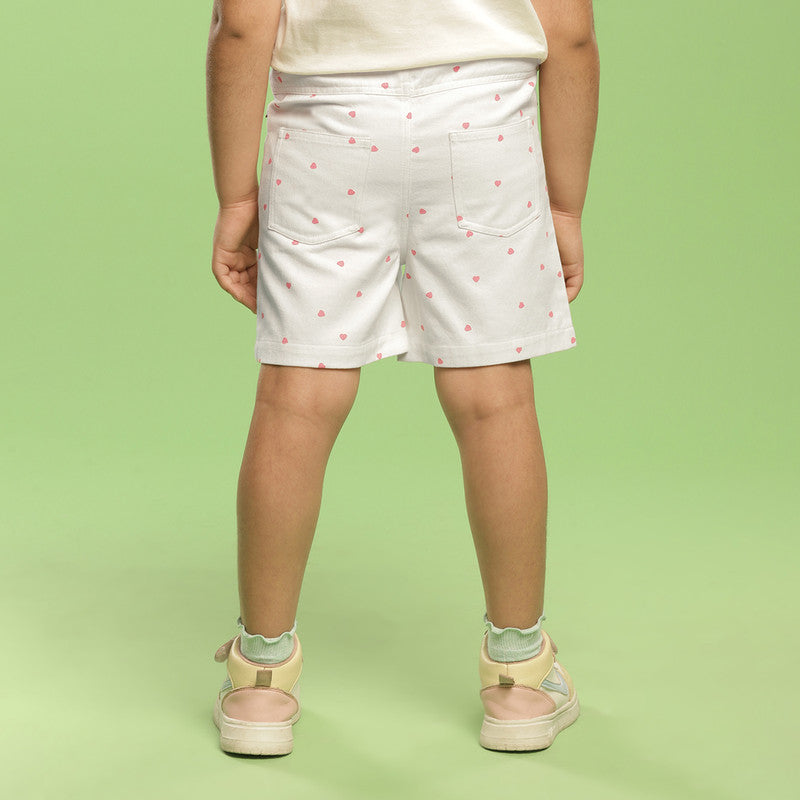 Cotton Strawberry Shorts | Printed | Ecru