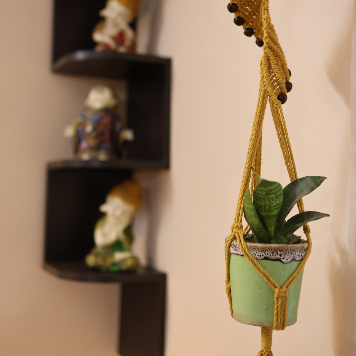 Cotton Macrame Plant Holder | Helical | Yellow